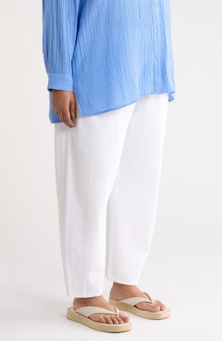 Eileen Fisher Stretch Organic Cotton & Organic Linen Ankle Lantern Pants, Alternate, color, White