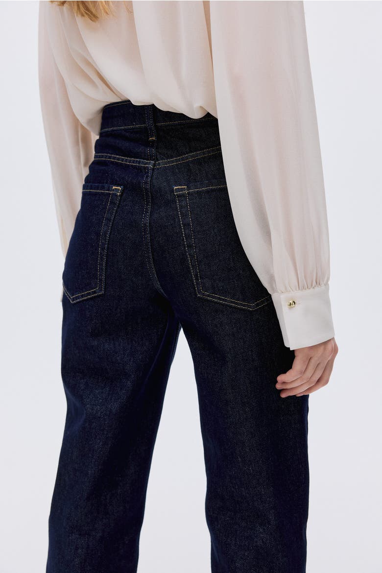 Straight High Jeans, Alternate, color, Dark denim blue