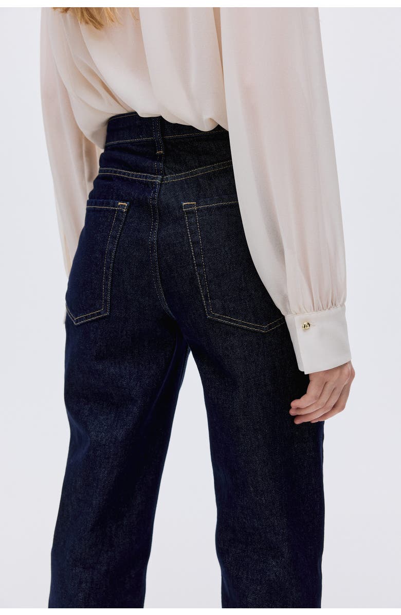 H&M Straight High Jeans, Alternate, color, Dark Denim Blue