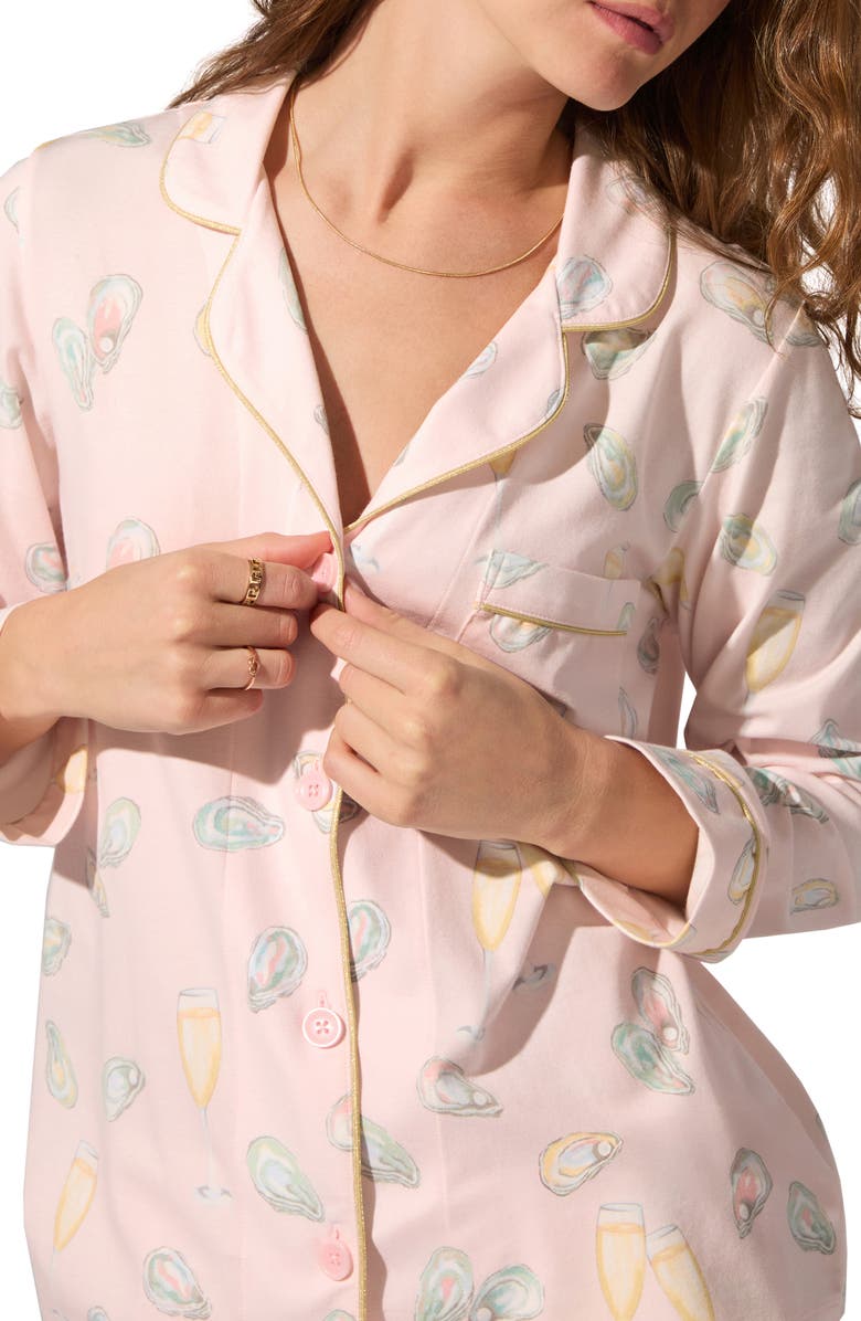 BedHead Pajamas Print Jersey Pajamas, Alternate, color, Oysters And Champagne