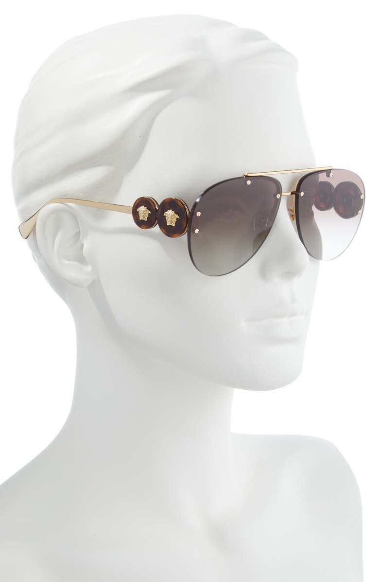 Versace 63mm Oversize Gradient Aviator Sunglasses, Alternate, color, 