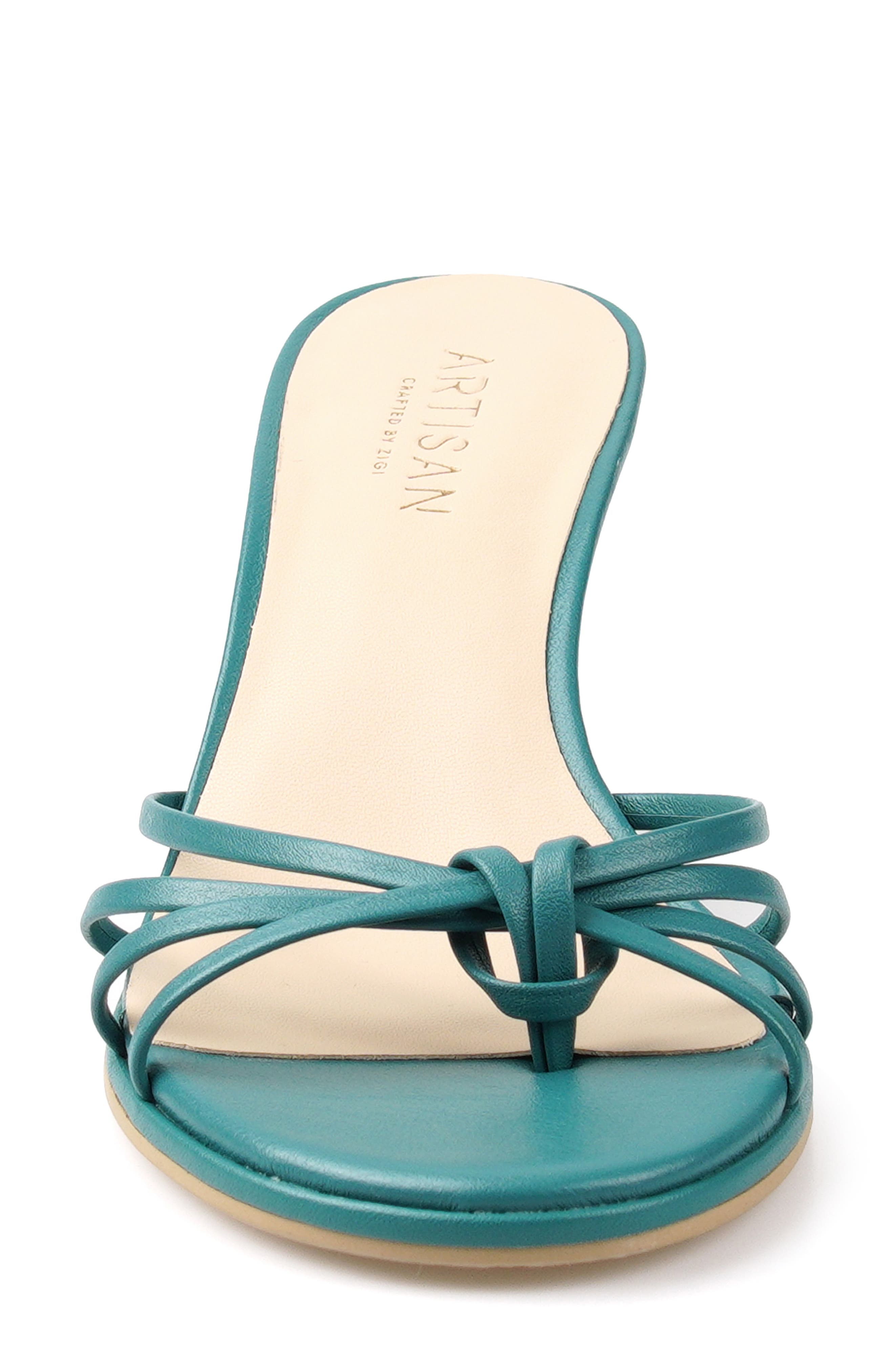 Lingerr Leather Kitten Heel Sandal, Alternate, color, TEAL LEATHER