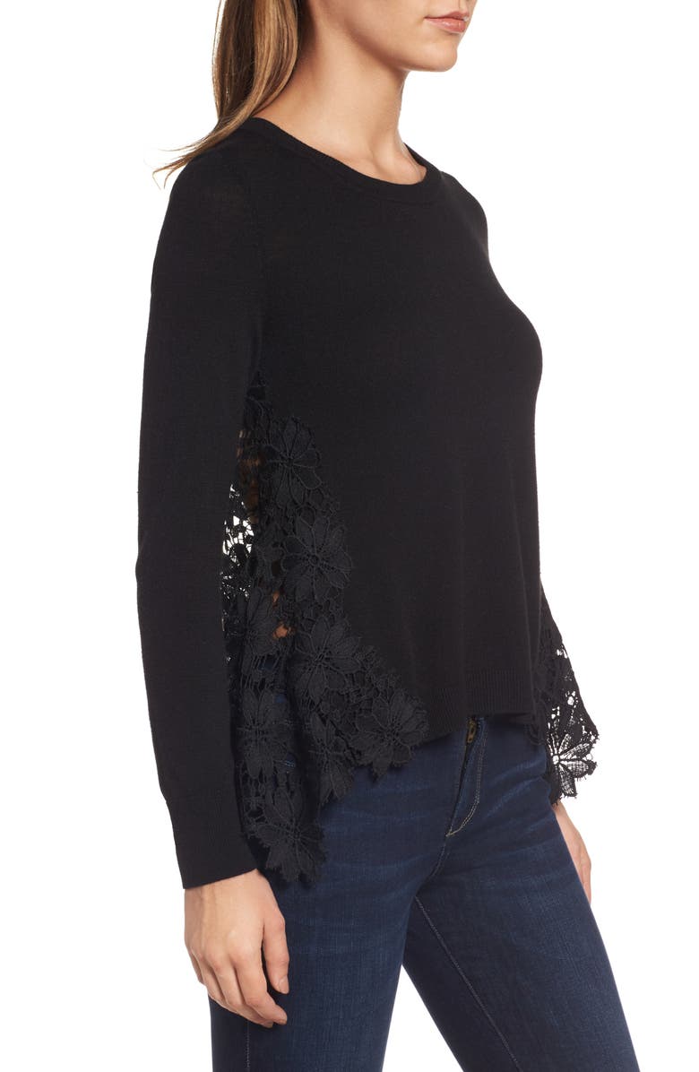 Chelsea28 Lace Back Sweater, Alternate, color, 