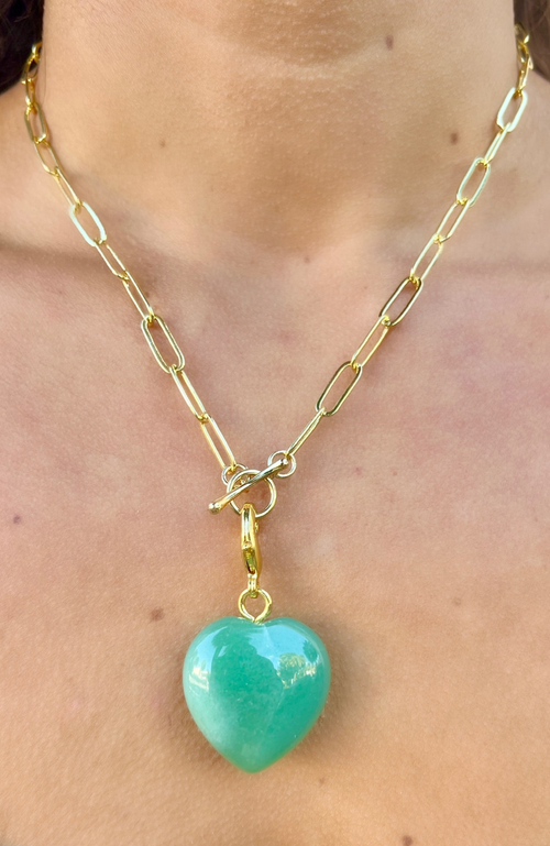 Holst + Lee Holst+lee Semi Precious Stone Heart Pendant In Green