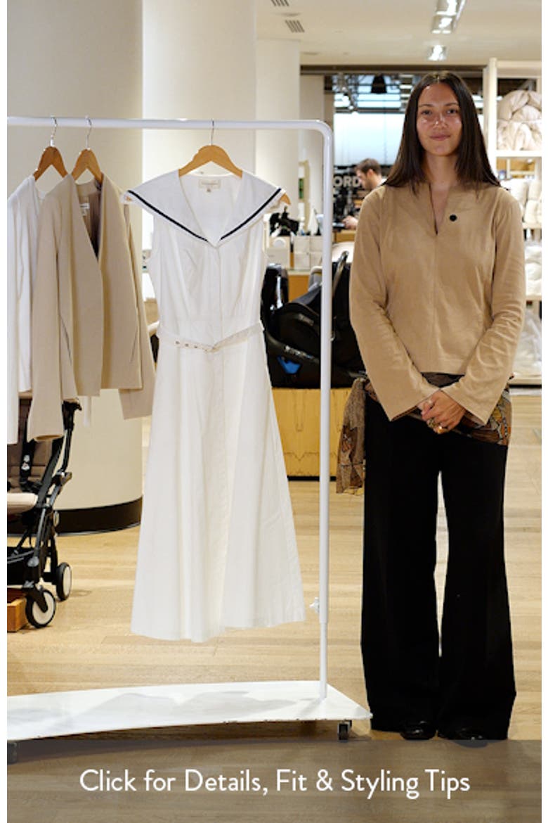 Sailor Collar Cotton Midi Dress video