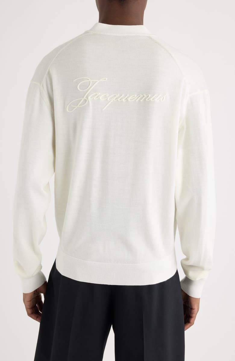 Jacquemus Le Cardigan Brode Merino Wool Blend Cardigan, Alternate, color, Off-White