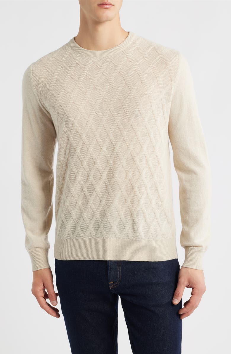Canali Geo Regular Fit Wool & Cashmere Sweater, Main, color, Beige