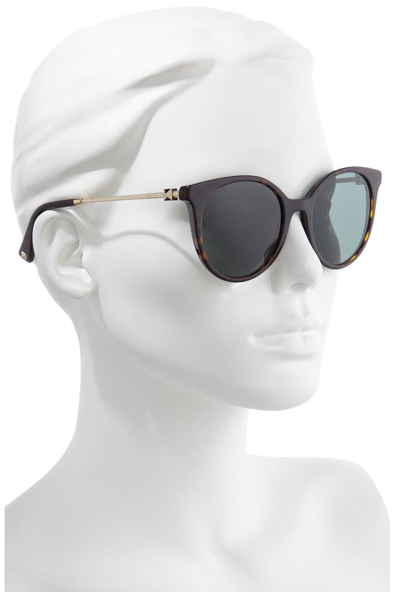 Rockstud 53mm Gradient Cat Eye Sunglasses, Alternate, color, HAVANA/ GREEN SOLID