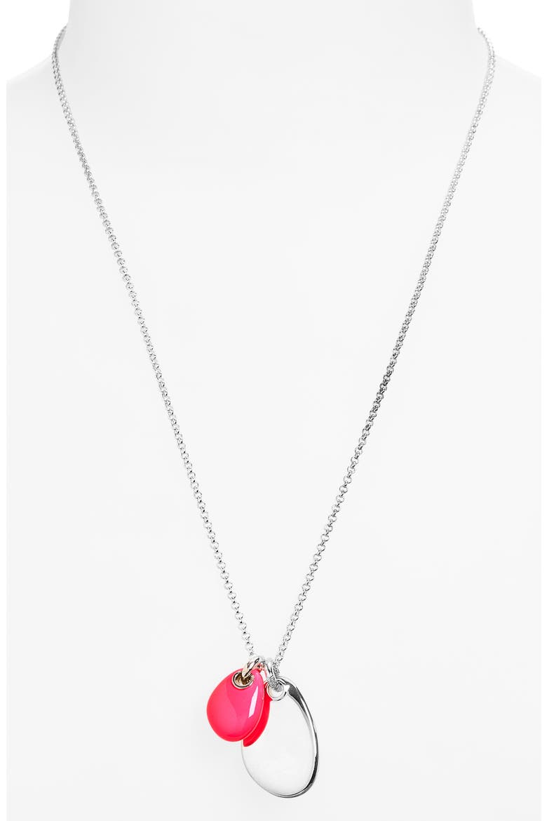 Diamond Bail Enamel Pendant Necklace, Alternate, color, PINK
