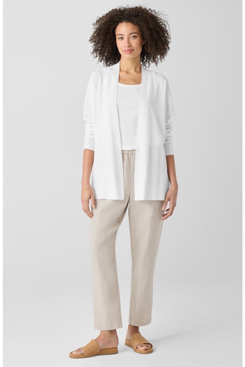 Organic Linen Blend Open Front Cardigan, Alternate, color, WHITE