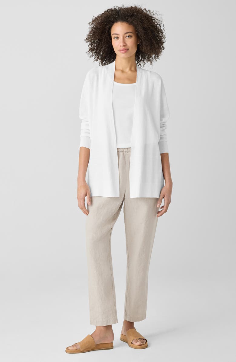 Eileen Fisher Organic Linen Blend Open Front Cardigan, Alternate, color, White