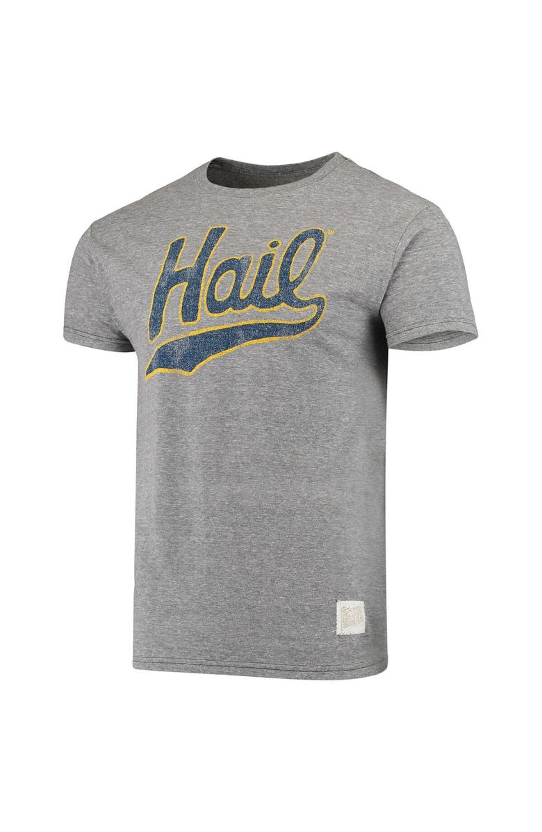 Retro Brand Men's Original Retro Brand Heathered Gray Michigan Wolverines Vintage Hail Tri-Blend T-Shirt, Alternate, color, Heather Gray