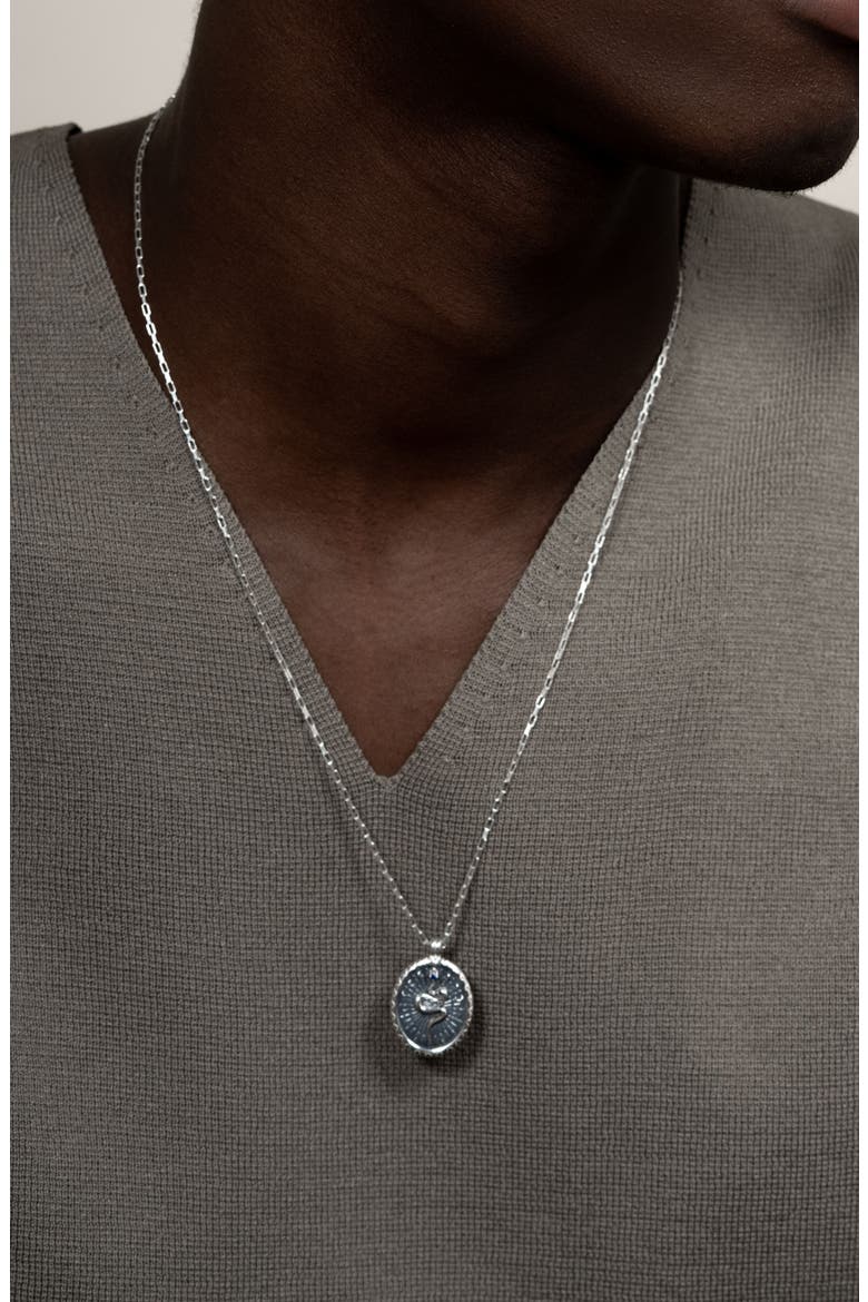 Men's Snake Talisman Necklace, Alternate, color, Sterling Silver