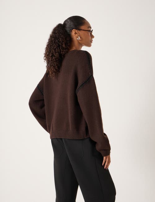 Hush Whitney Whipstitch Knitted Sweater In Brown