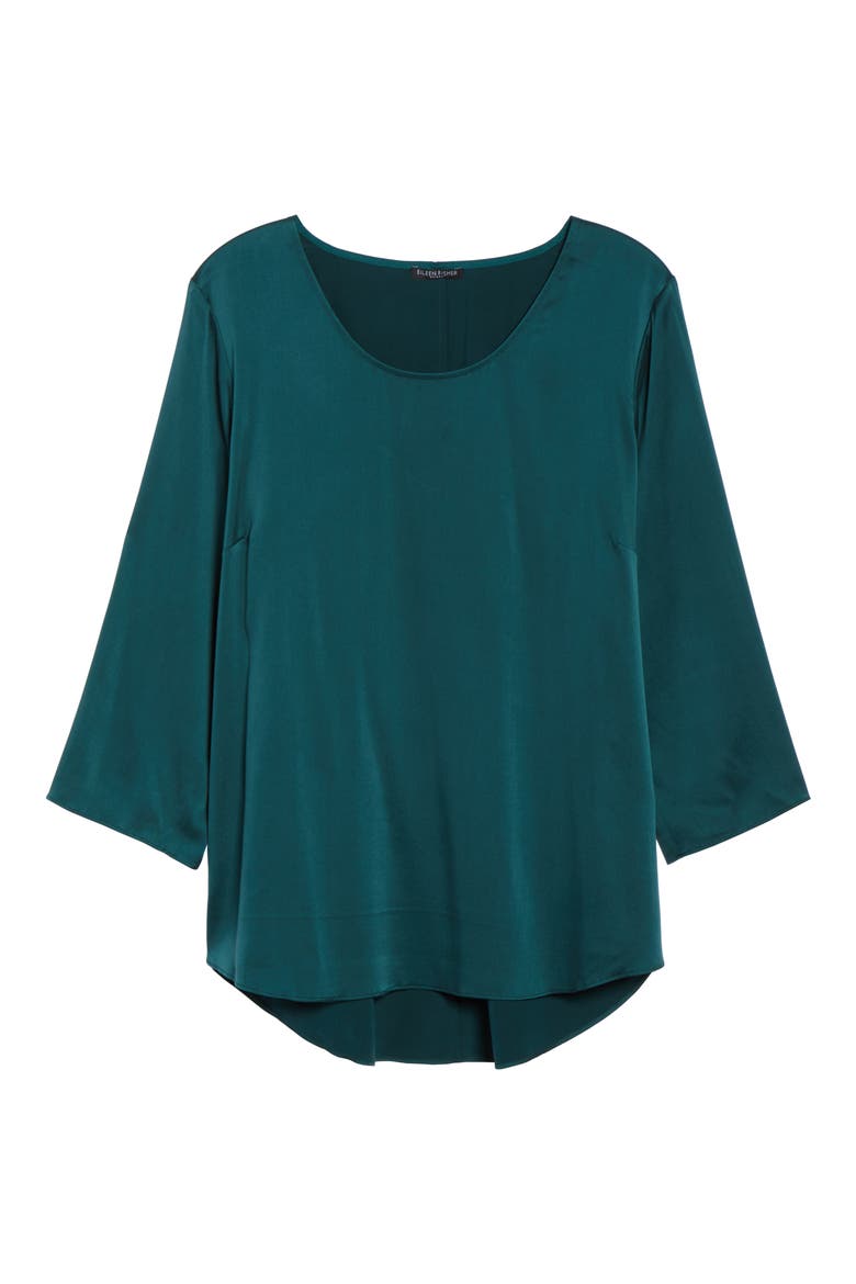 Stretch Silk Top, Alternate, color, PINE