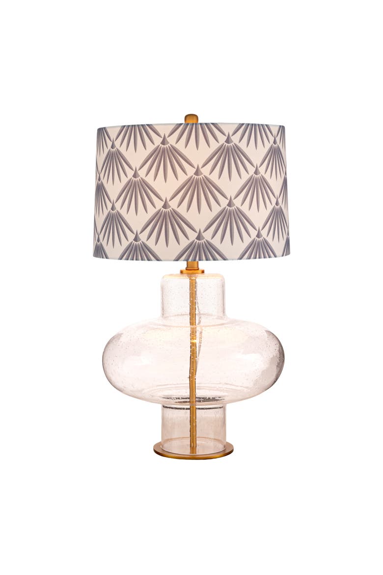 Glass & Linen Table Lamp with Metal Band Base, Alternate, color, Clear