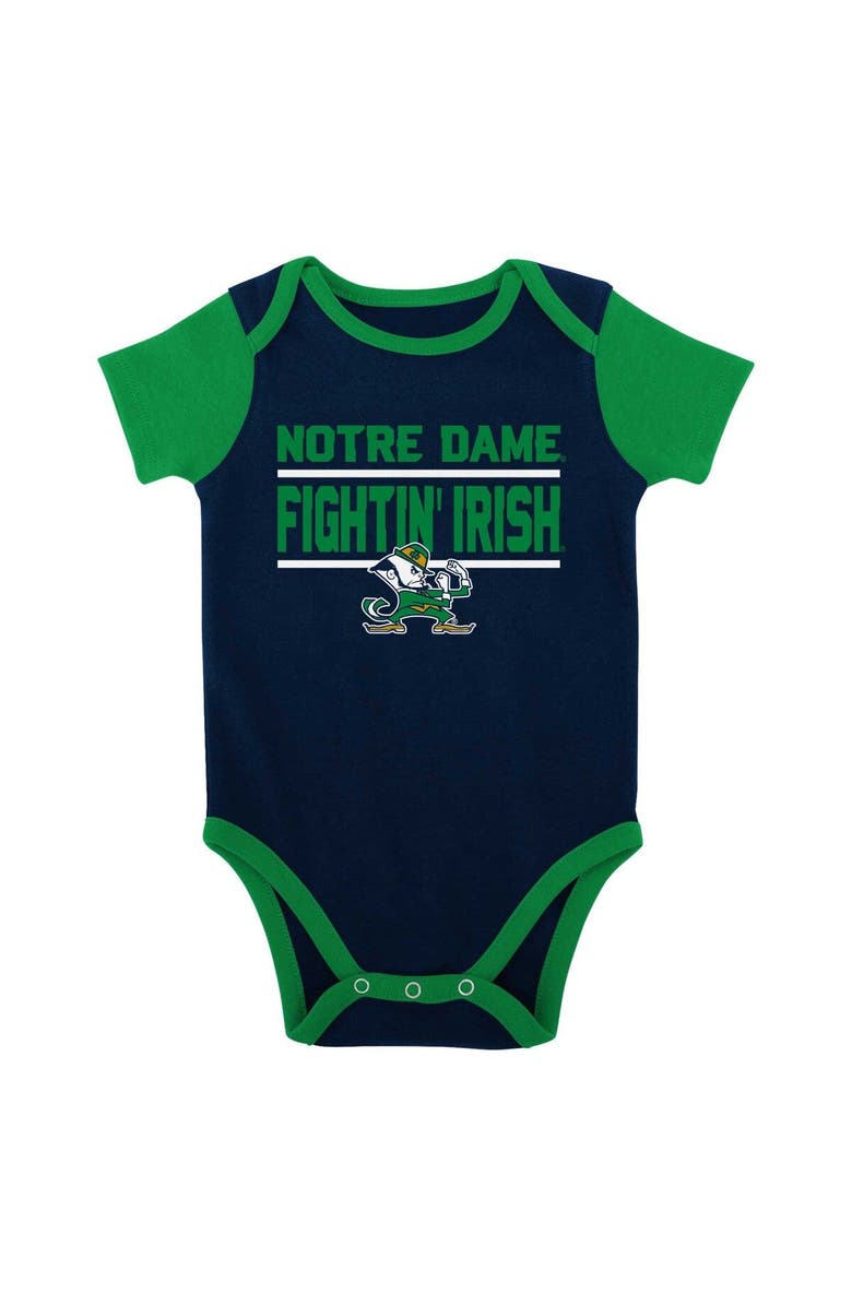 Outerstuff Newborn & Infant Navy Notre Dame Fighting Irish Home Field Advantage Three-Piece Bodysuit, Bib & Booties Set, Alternate, color,