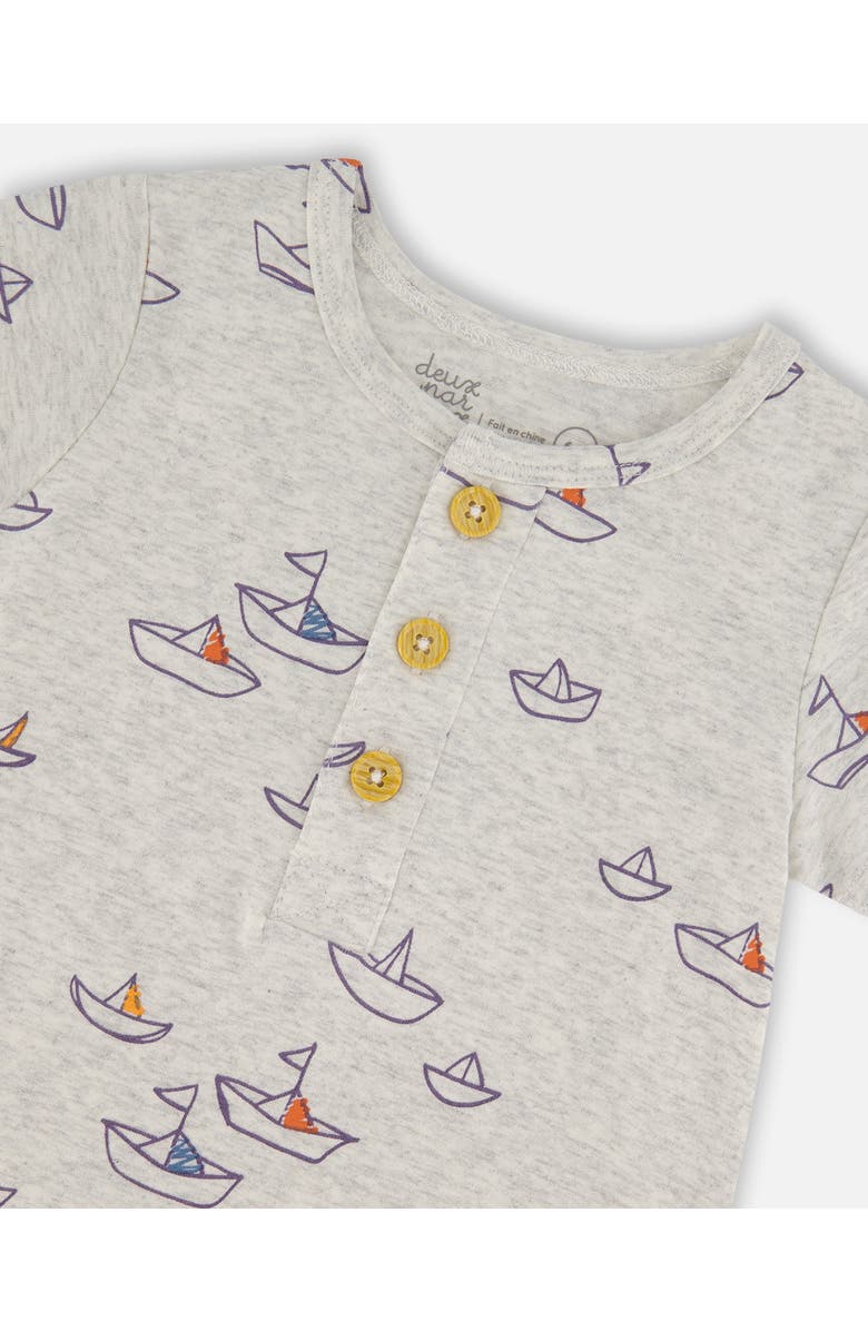 Deux par Deux Baby Boy's Organic Cotton Printed One-Piece Romper Little Paper Boats, Alternate, color,