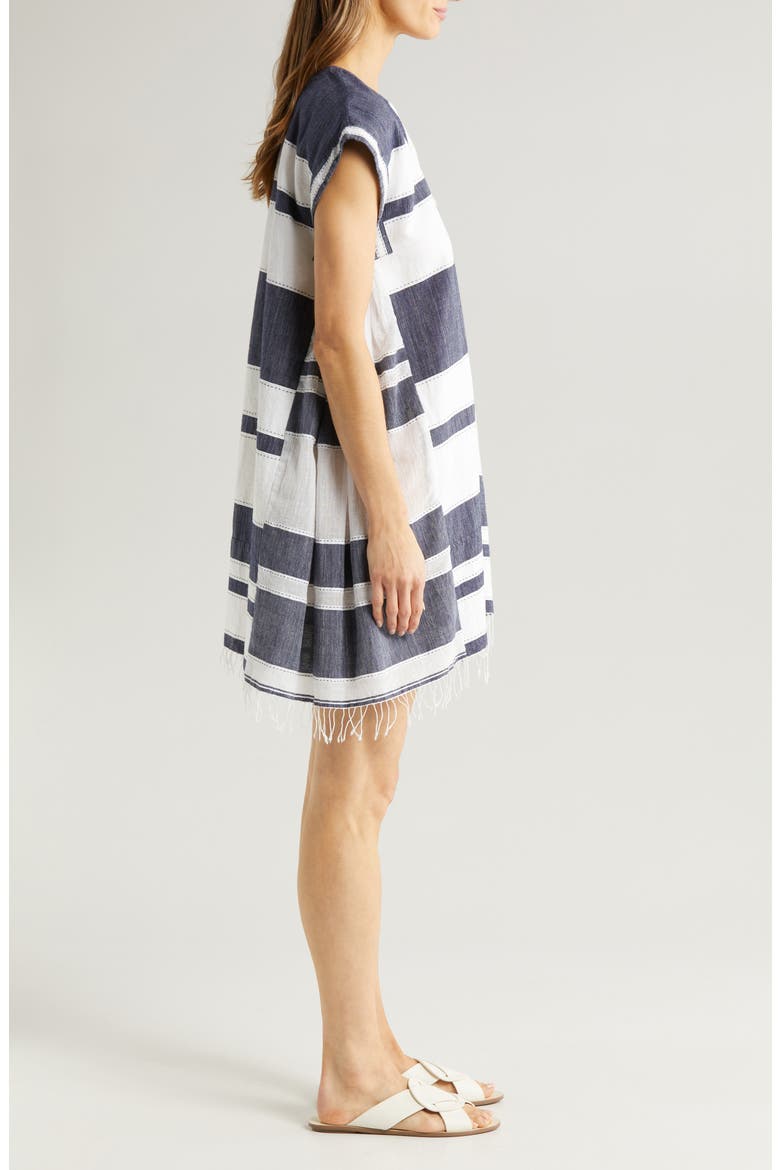 Elina Cotton Cover-Up Caftan, Alternate, color, DEBRE NAVY