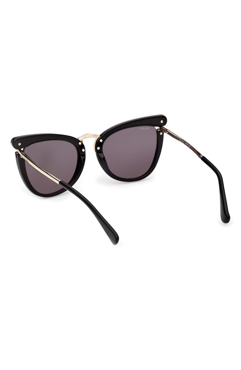 Max Mara 55mm Cat Eye Sunglasses, Alternate, color, Black / Pale Gold / Smoke