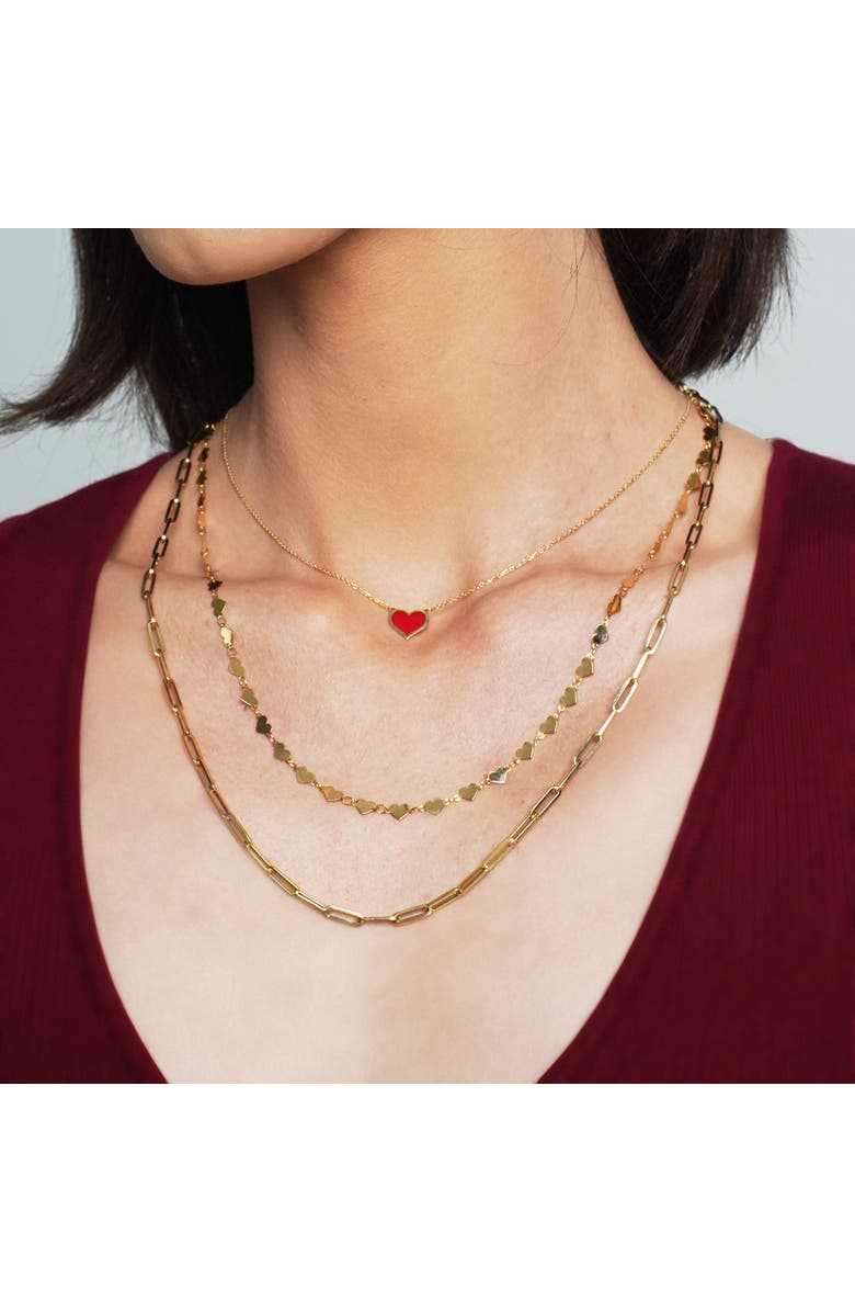 The Lovery Fine Jewelry Gold Mirrored Heart Necklace, Alternate, color, 