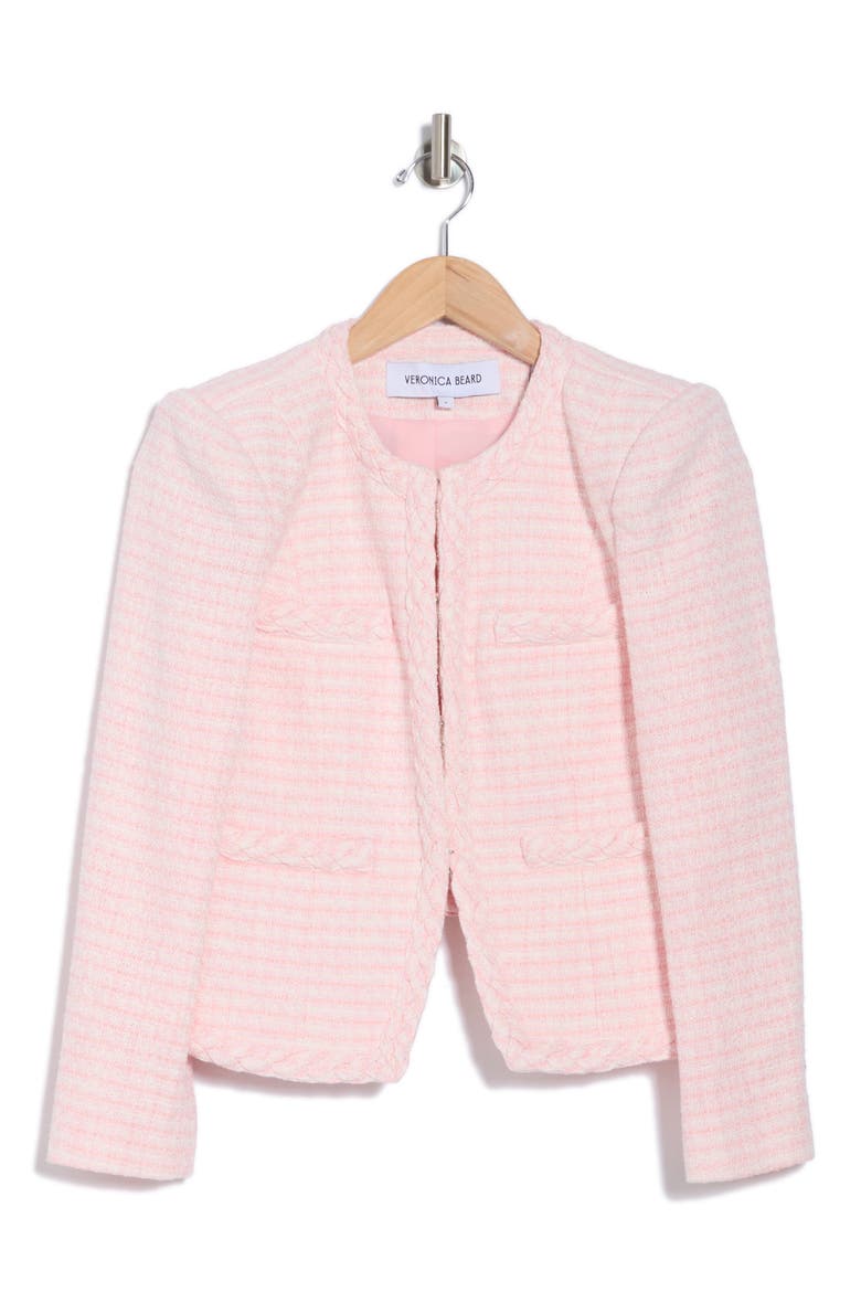 Bryne Plaid Tweed Crop Jacket, Alternate, color, LIGHT PINK