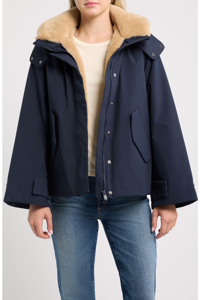 Solana Hooded Jacket with Faux Fur Collar, Alternate, color, BLUE BLACK