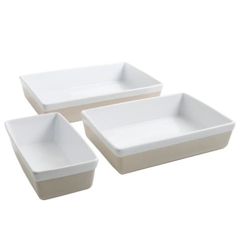 3-Piece Stoneware Baker Set, Oven-Safe Baking Dishes for Casseroles & Desserts