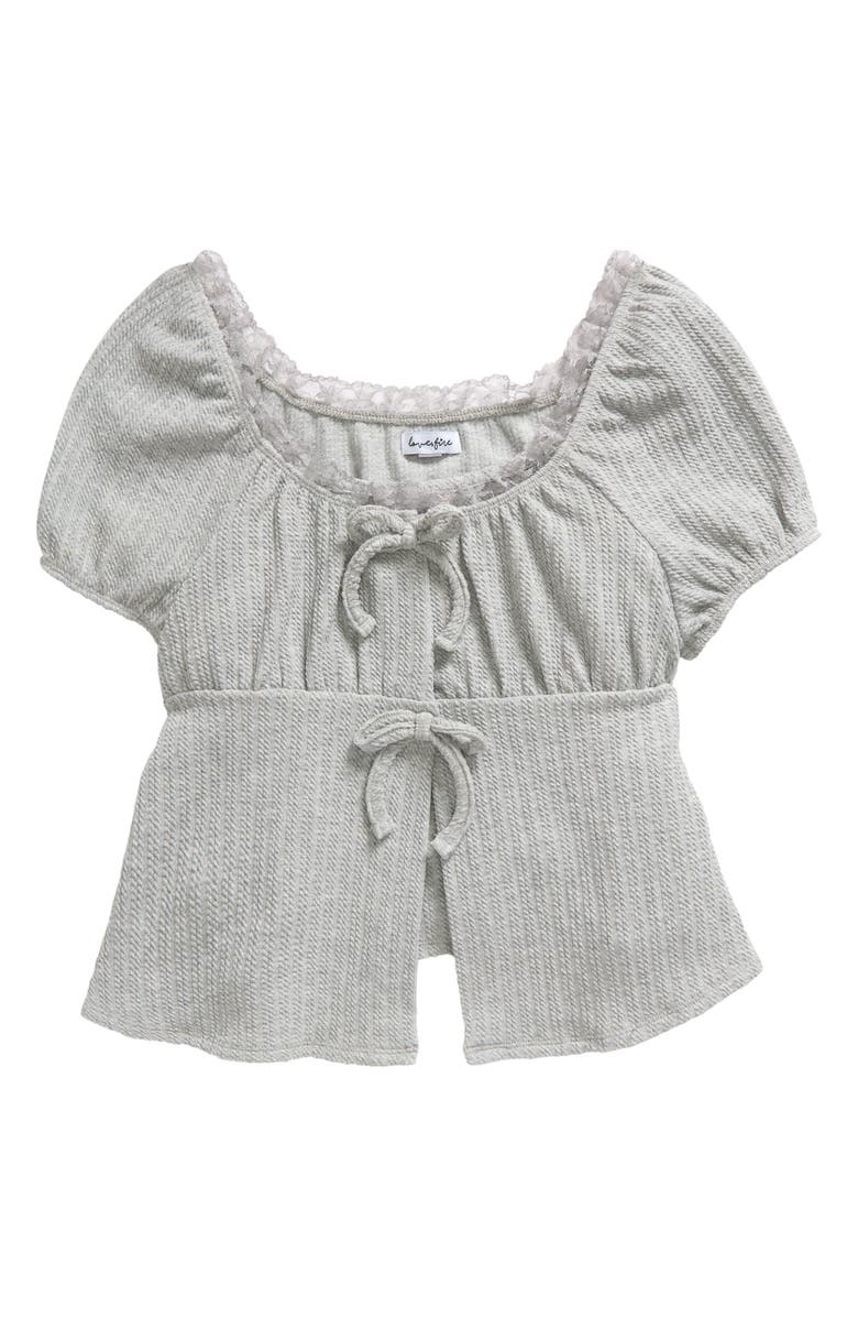 Love, Fire Kids' Flyaway Knit Top & Camisole, Main, color, Heather Grey