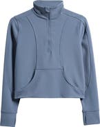 Zella Girl Kids' Luxe Half Zip Rib Pullover
