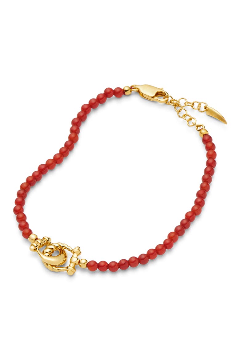 Lunar Year Horseshoe & Red Onyx Bead Bracelet, Alternate, color, GOLD/RED
