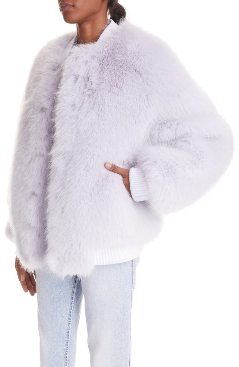 Balmain Faux Fur Bomber Jacket, Alternate, color, 