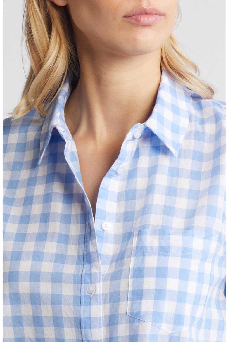 Gingham Cotton Voile Button-Up Shirt, Alternate, color, BLUE CORNFLOWER RAY GINGHAM