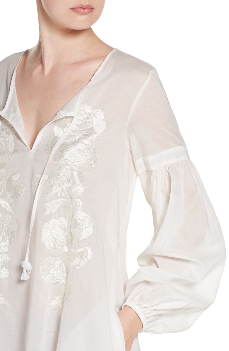 Natori Cebu Peasant Sleep Shirt, Alternate, color, Warm White