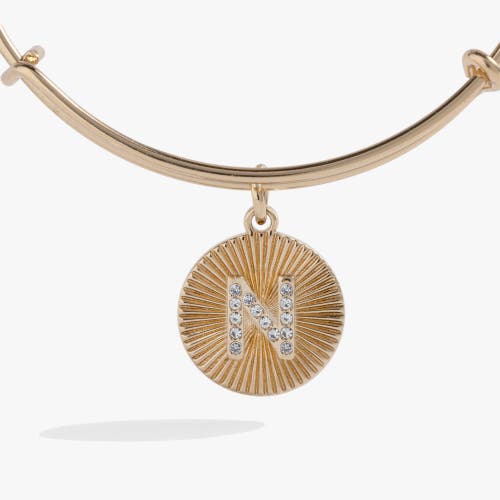 ALEX AND ANI ALEX AND ANI PAVE STARBURST TEXTURE INITIAL BANGLE BRACELET