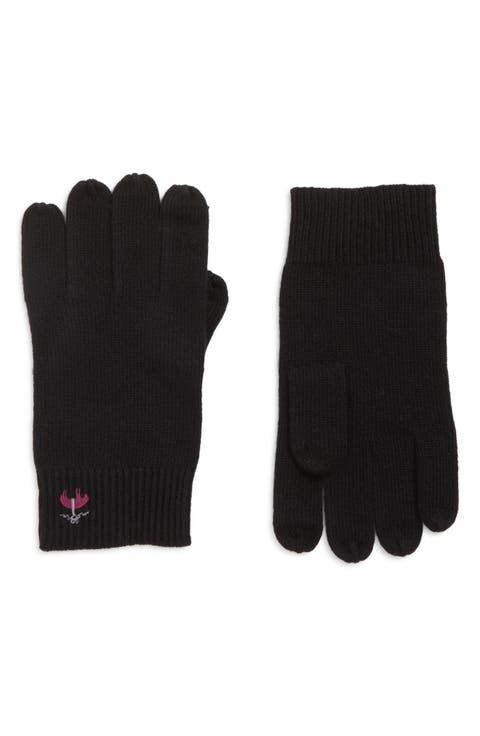 Wool Blend Rib Knit Gloves