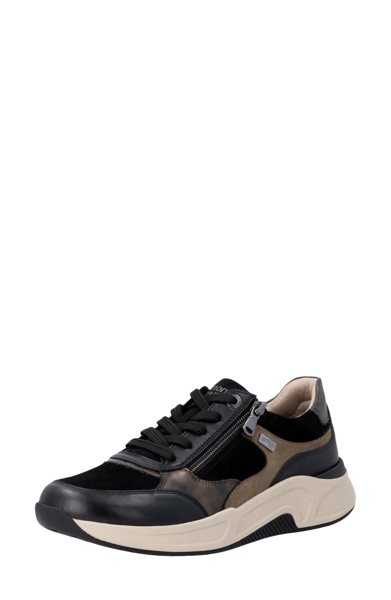 Bea Leather Sneaker, Main, color, SCHWARZ/SCHWARZ/ANTI