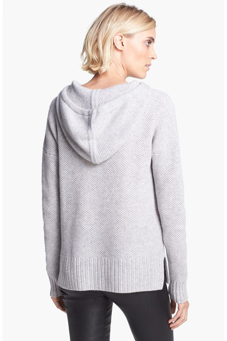 Honeycomb Stitch Cashmere Hoodie, Alternate, color, FOG/ SHOCK