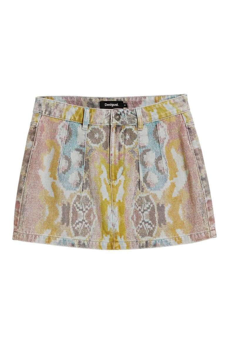 Abstract Print Denim Miniskirt, Alternate, color, MEDIUM BLUE