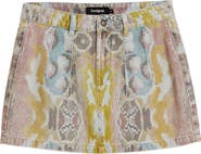 Desigual Abstract Print Denim Miniskirt