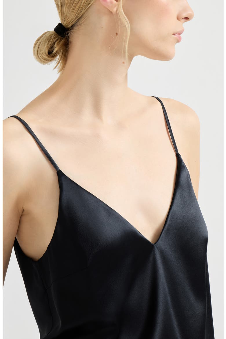 Stretch silk satin camisole, Alternate, color, Black