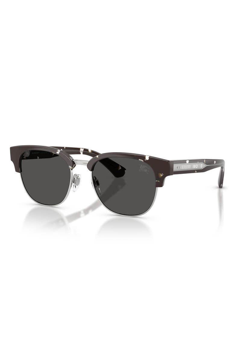 Burberry 52mm Round Sunglasses, Alternate, color, Black Havana / Dark Grey
