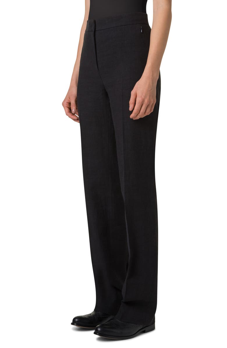 Akris Carl Linen & Wool Blend Pants, Alternate, color, Black