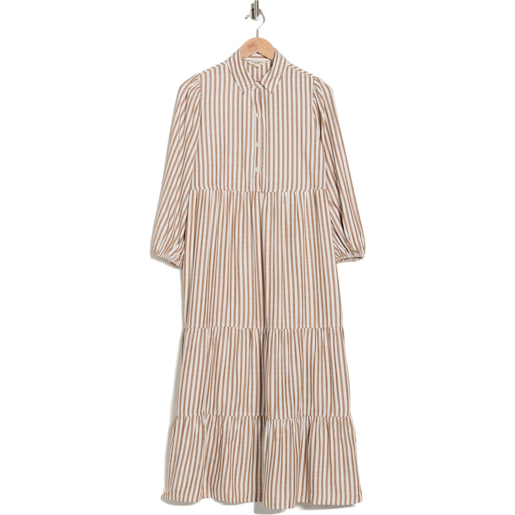 Max Studio Stripe Tiered Maxi Shirtdress In Multi