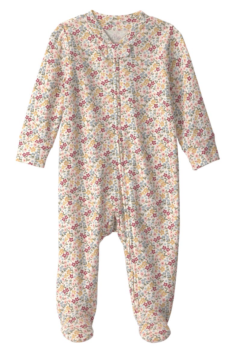 Print Organic Cotton One-Piece Pajamas, Main, color, PINK