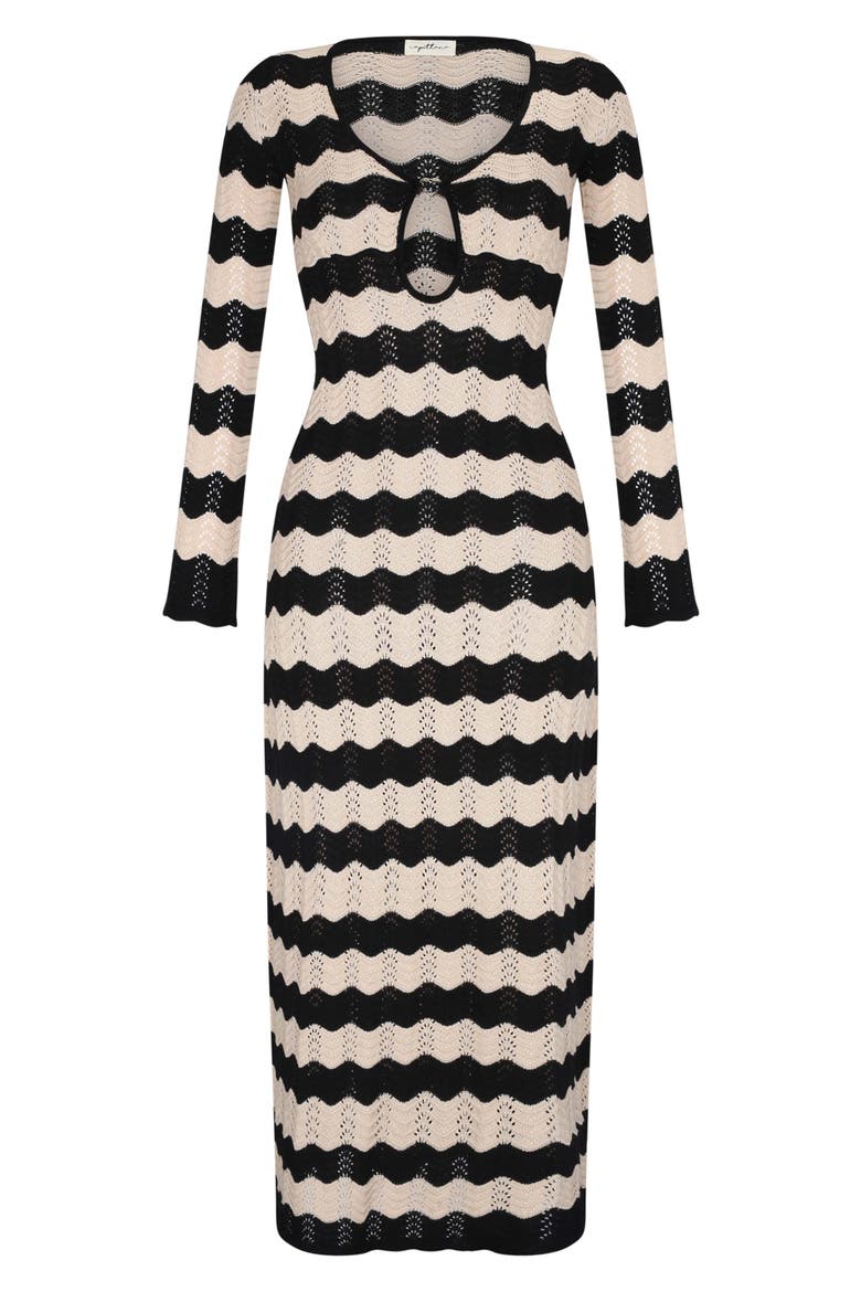 Ella Stripe Long Sleeve Knit Cover-Up Dress, Alternate, color, NEUTRAL