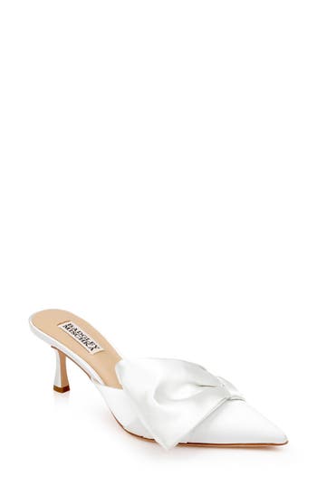 Badgley Mischka Collection Alaya Pointed Toe Mule In White Satin