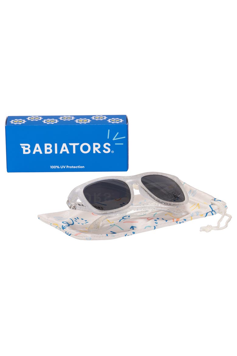 Kids' Shimmer Navigator Sunglasses, Alternate, color, SILVER GLITTER