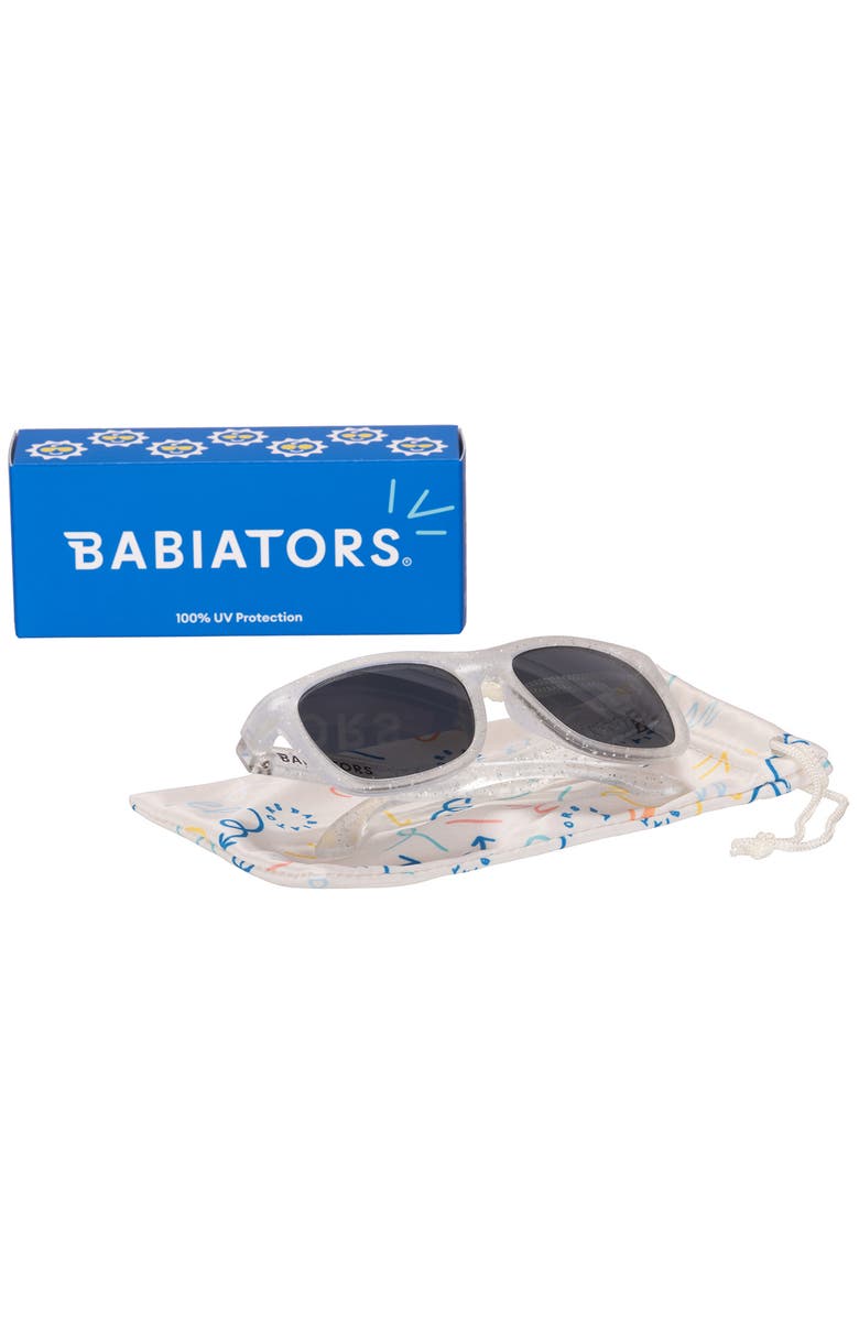 Babiators Kids' Shimmer Navigator Sunglasses, Alternate, color, Silver Glitter