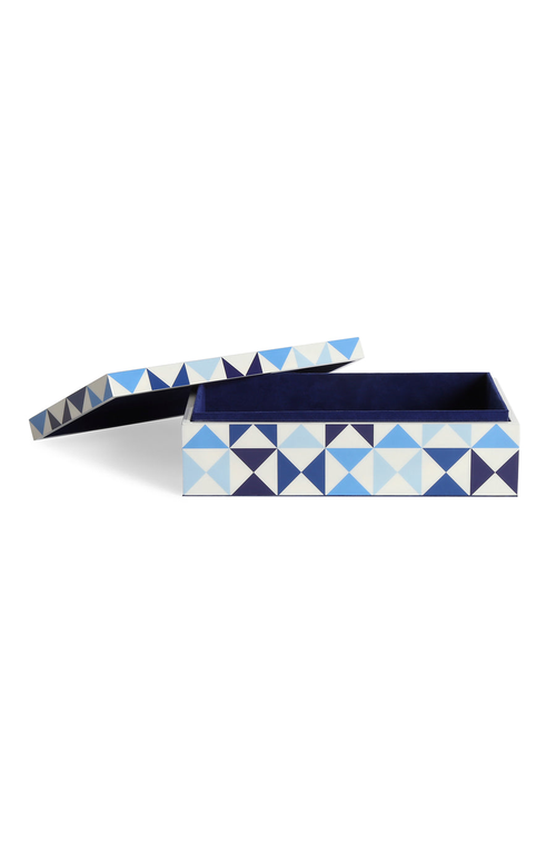 Jonathan Adler Medium Sorrento Lacquer Box In Blue